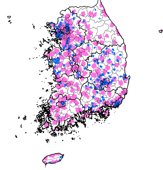 전국 치매안심센터 본소 및 분소 분포도