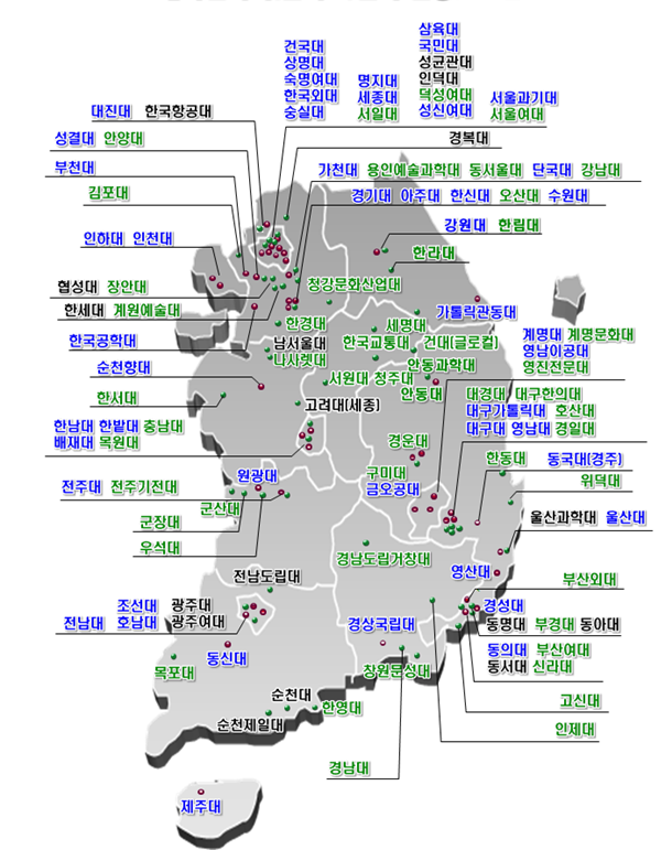 2022년 전국 대학일자리플러스센터 현황(116개소)