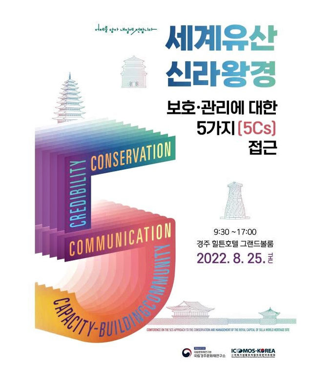 문화재청 국립문화재연구원 국립경주문화재연구소는 오는 25일, 경주 힐튼호텔에서 ‘세계유산 신라왕경 보호·관리에 대한 5가지(5Cs) 접근’을 주제로 학술대회를 개최한다. 