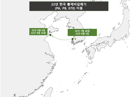 1. 전북 고창군 해안, 2. 중국 산둥성 칭다오시 자오저우만(Jiaozhou Bay)