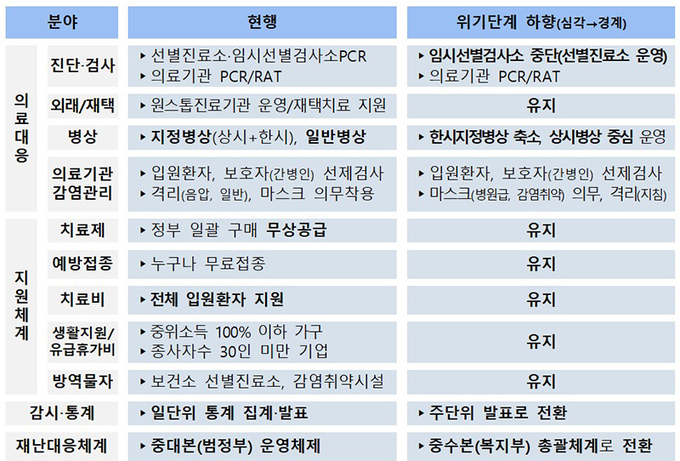 의료대응 및 국민 지원 체계