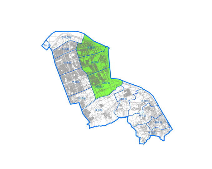 서울 강남구 청담동(2.3㎢), 삼성동(3.2㎢), 대치동(3.7㎢)