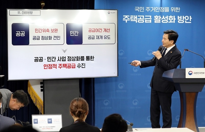 지난 9월 26일 ‘국민 주거 안정을 위한 주택공급 활성화 방안’ 발표 모습