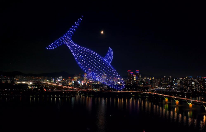 2023년 한강 불빛 공연 현장 사진 (주제 : 꿈의 세계)