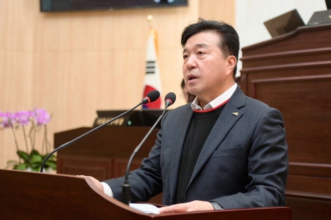 최재구 예산군수 시정연설 모습 
