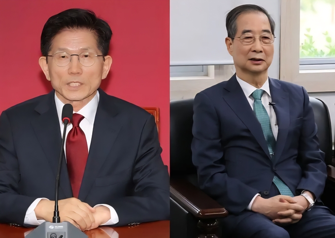 김문수 국민의힘 대통령 후보와 한덕수 무소속 후보.