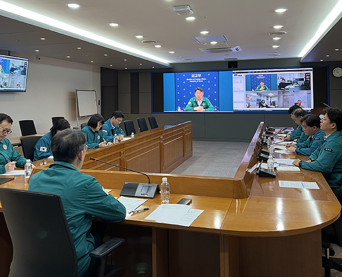LA지역 시위 관련 합동 상황점검회의 모습(사진=외교부 제공)