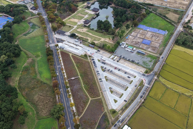 항공사진(동궁과월지 주차장 공사 완료)