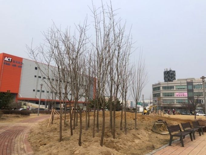 공원관리과장, 고촌 미세먼지 차단숲 공사 현장행정 실시1 
